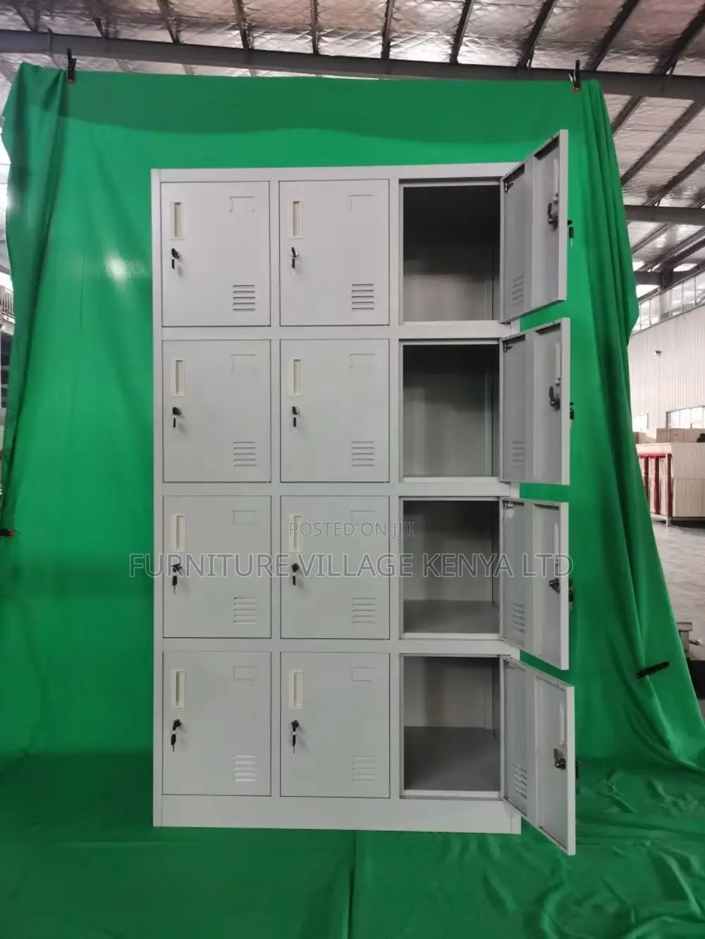 12-Door's White Metallic Gym Storage Locker