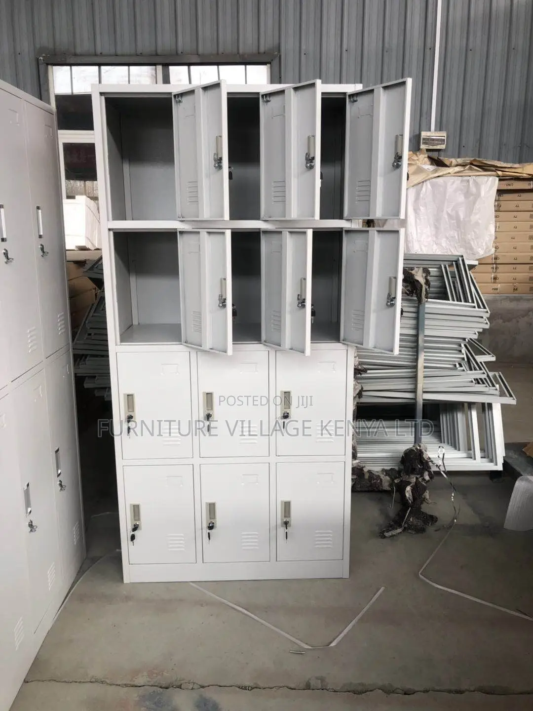 12-Door's White Metallic Gym Storage Locker