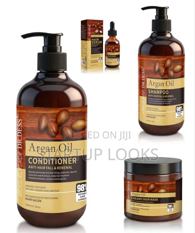 4 in 1 Argan Oil Shampoo, Conditioner, Hair Mask, Oil + Free Hairclips