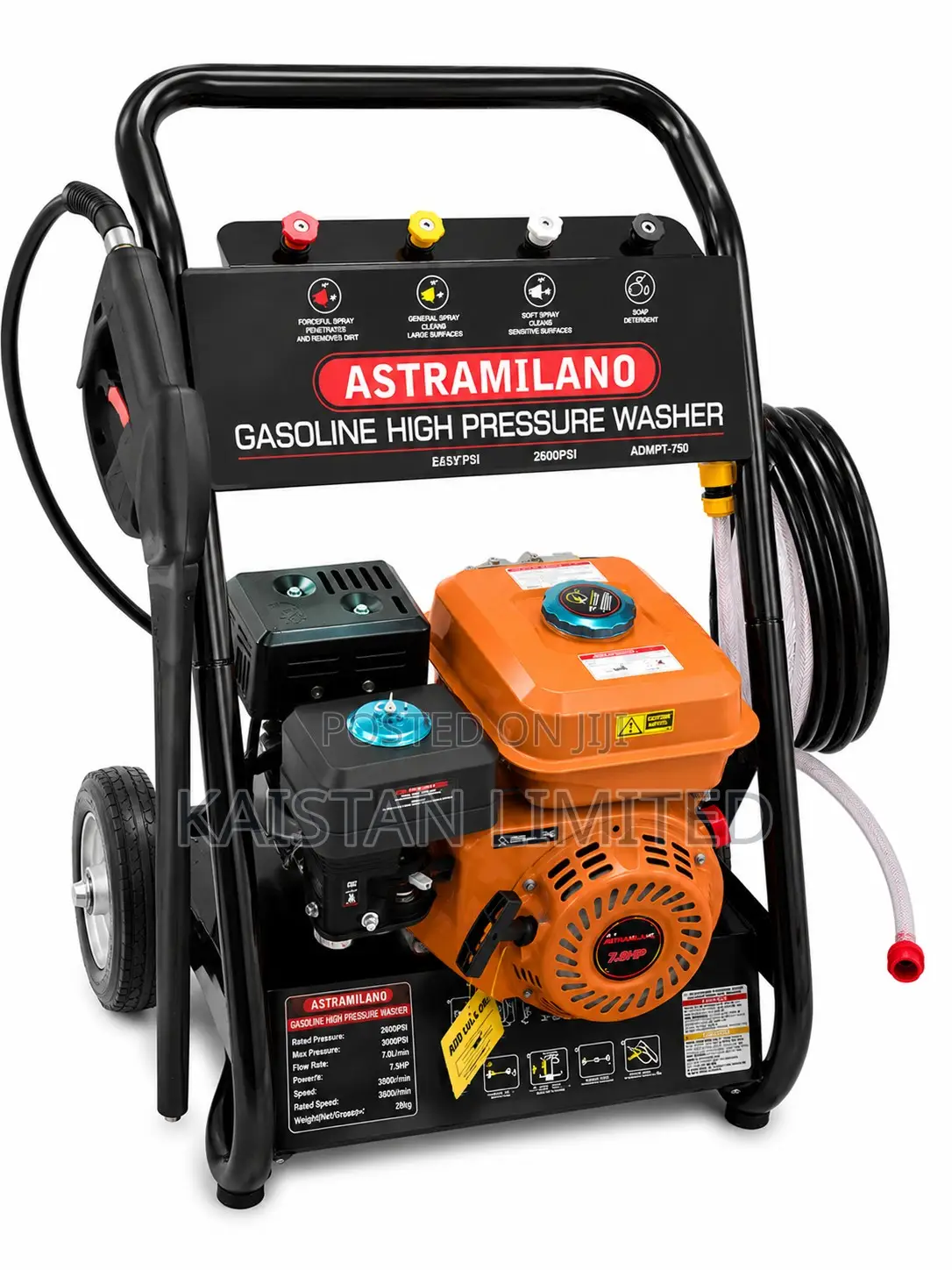 Astramilano Petrol High Pressure Washer - Car Wash Machine 7.5hp
