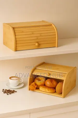 Wooden Bamboo Roll-Top Bread Bin