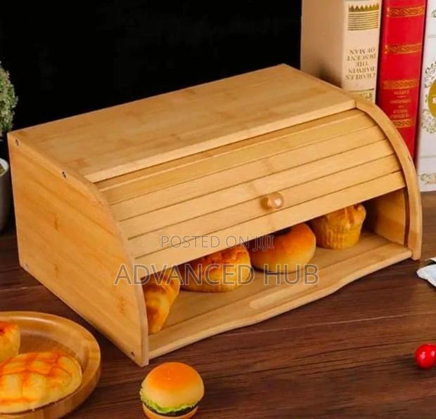 Wooden Bamboo Roll-Top Bread Bin - thumbnail 3