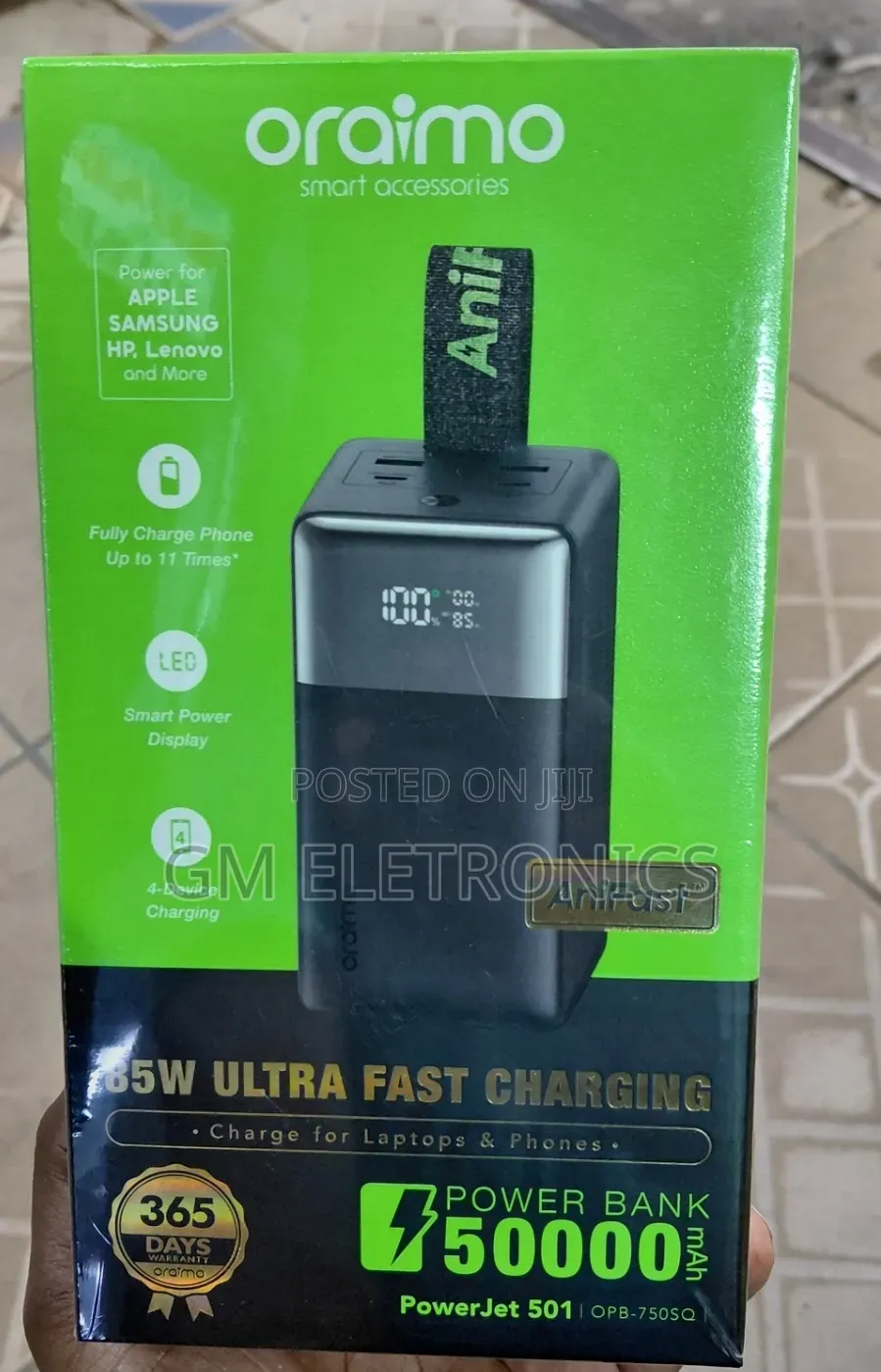 Oraimo Super Fast Charge 85w 50,000mah Power Bank for Phones Laptops