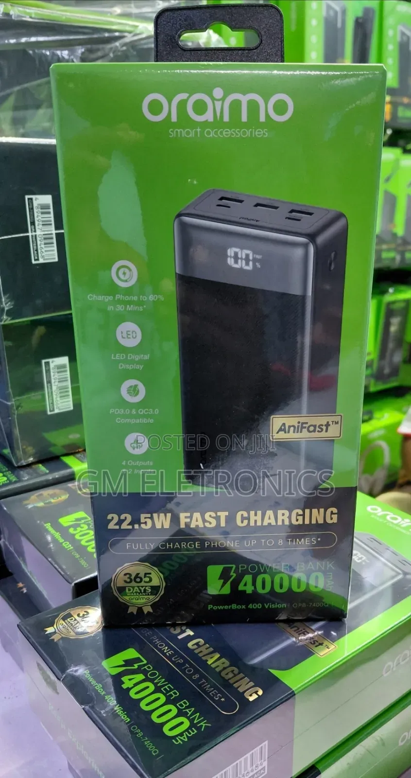 Fast Charging Original Oraimo 40,000 Mah Power Bank Available.