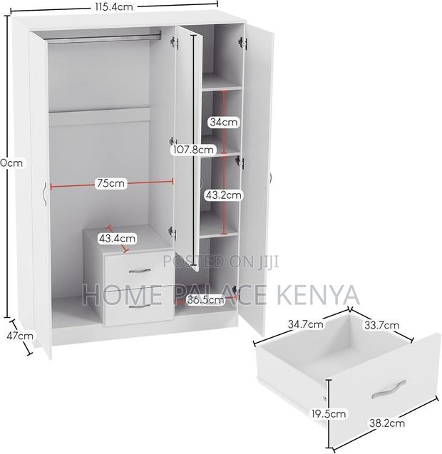 Ward Robe: Bedroom Wardrobe 3 Door 1drawer With Mirror - thumbnail 12