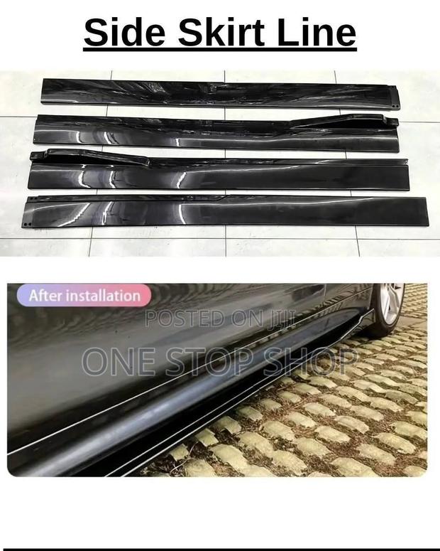 Car Lower Body Sport Aggressive Look Gloss Black Side Skirt