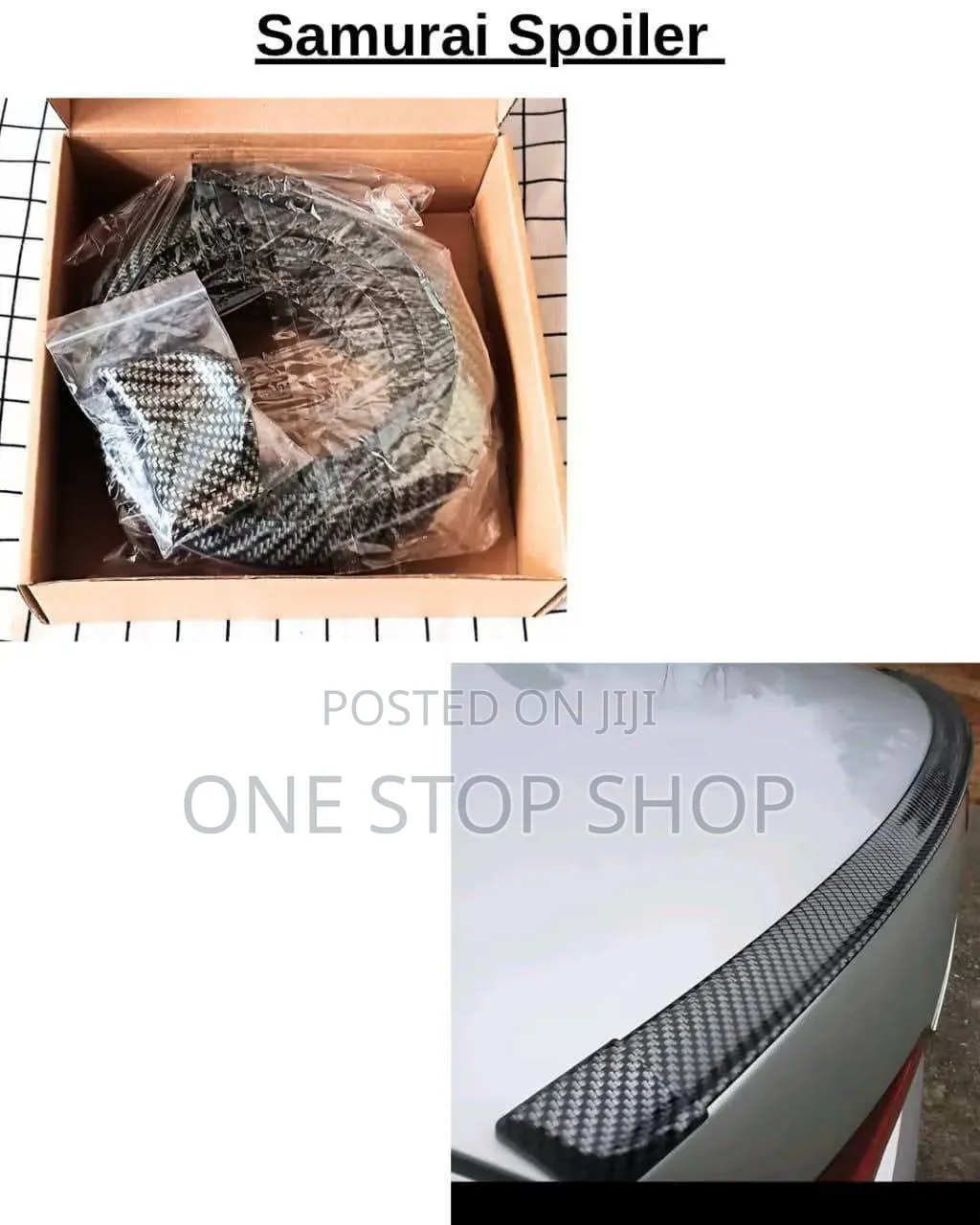 Carbon Style Look Sport Low Profile Soft Rubber Carbon Spoiler