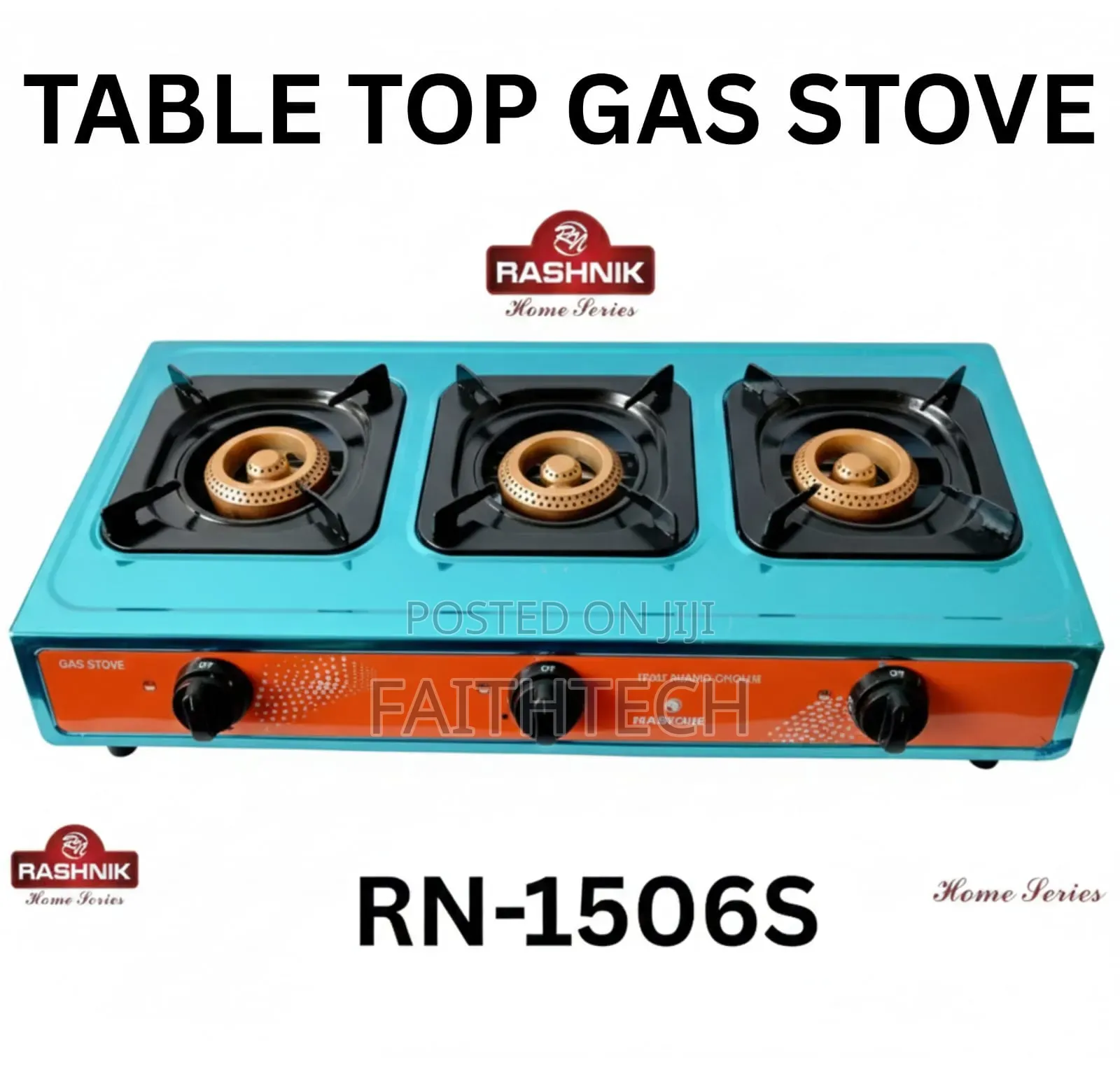 3 Burner Silver Rashnik Table Top Gas Stove