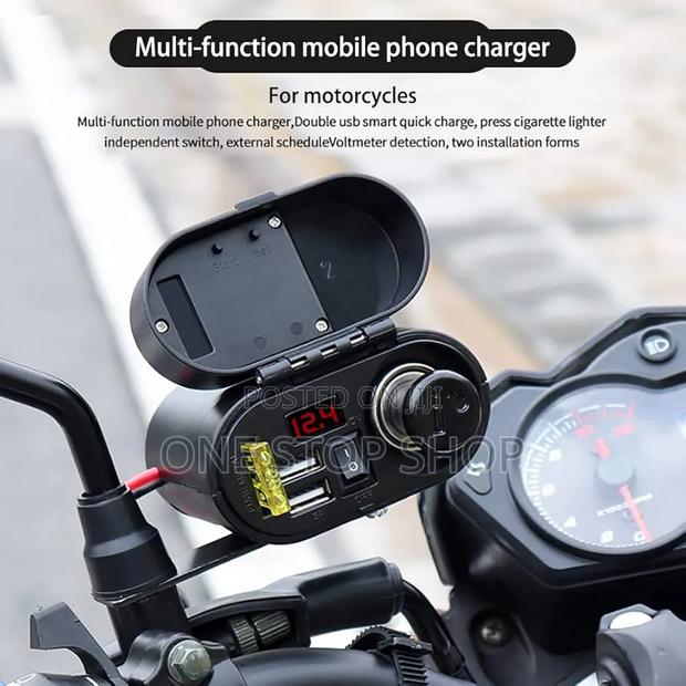 Motorcycle Charger With Charger With Dual Usb Port,Cigarette Lighter