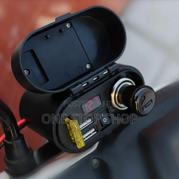 Bike Cigarette Lighter Usb Charger Kit With Digital Voltage Display