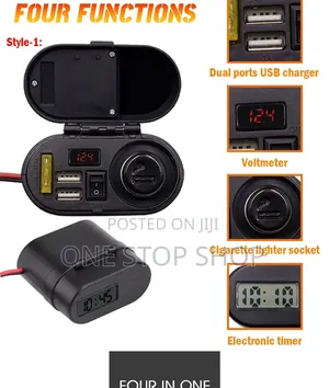 Motorcycle Cigarette Lighter Socket With Timer, Voltmeter,Usb Port