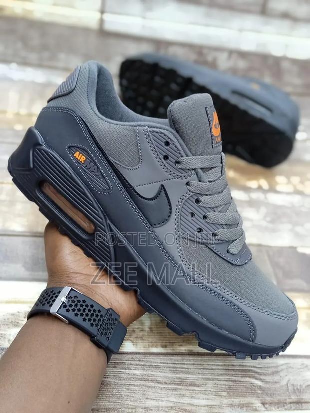 Nike Air Max 90 Grey Orange Black Running Shoes