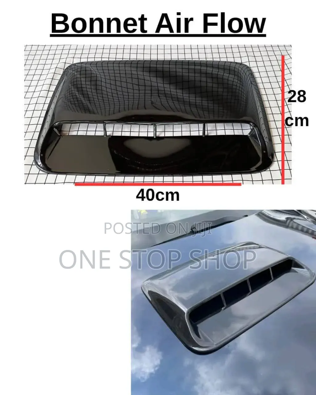 Medium Size Plastic Gloss Black Hood Scoop Air Flow Vents Cover
