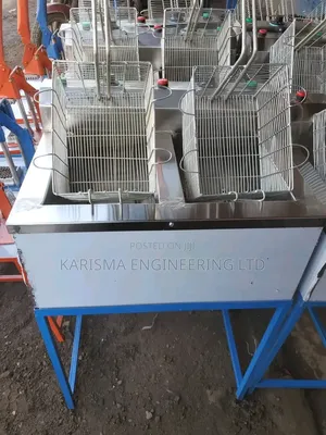 Commercial Stainless Steel Double Deep Fryer on a Stand