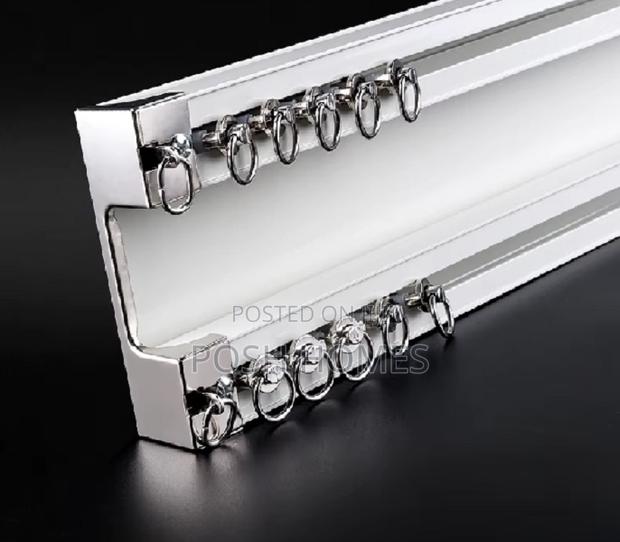 Double Straight Curtain Rails White