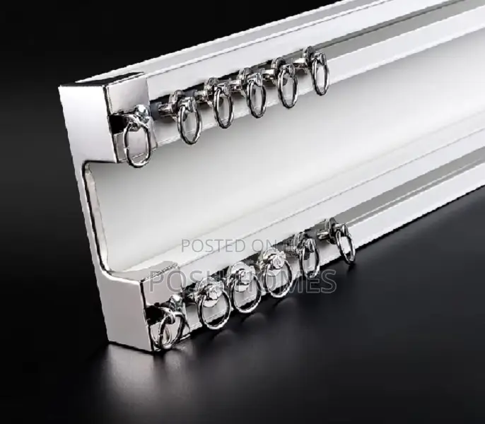 Double Straight Curtain Rails White