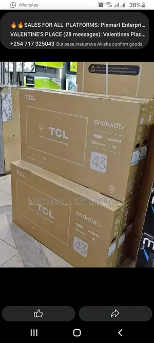 TCL 43 Smart Tv Frameless Led With Bluetooth, Netflix and Youtube