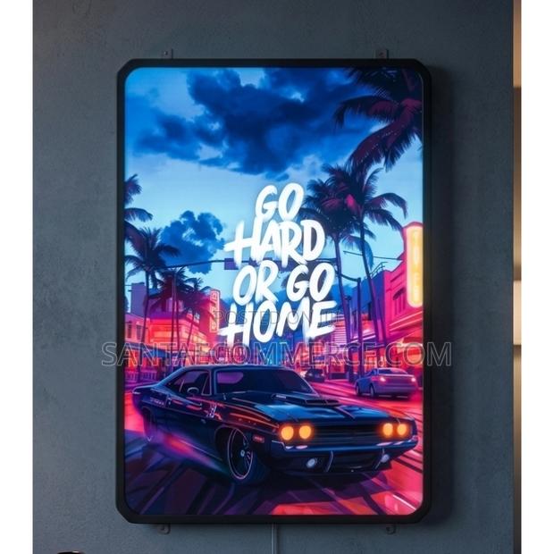 Retrowave Motivational Wall Art -Go Hard or Go Home