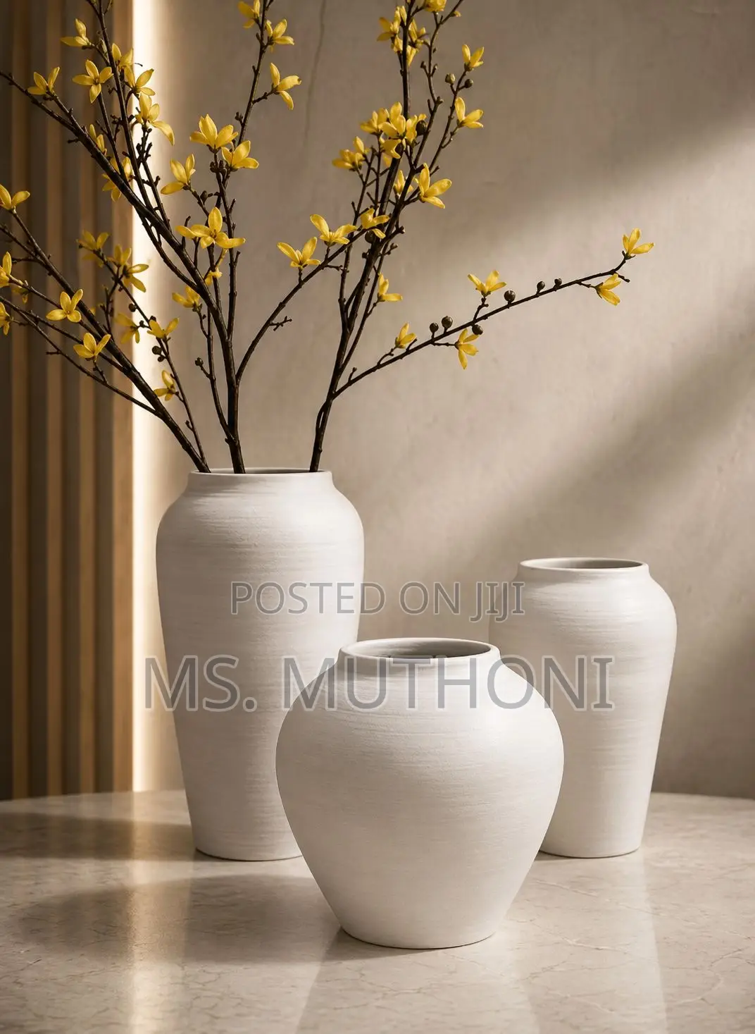 Aesthetic White Minimal White Decorative Vase Set (3pcs)
