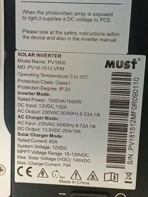 Must 1.5kva Hybrid Inverter 12v