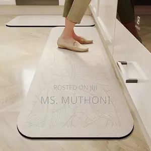 2 Pc Rubber Bottom Anti-Slip Kitchen Mats With a Floral Border