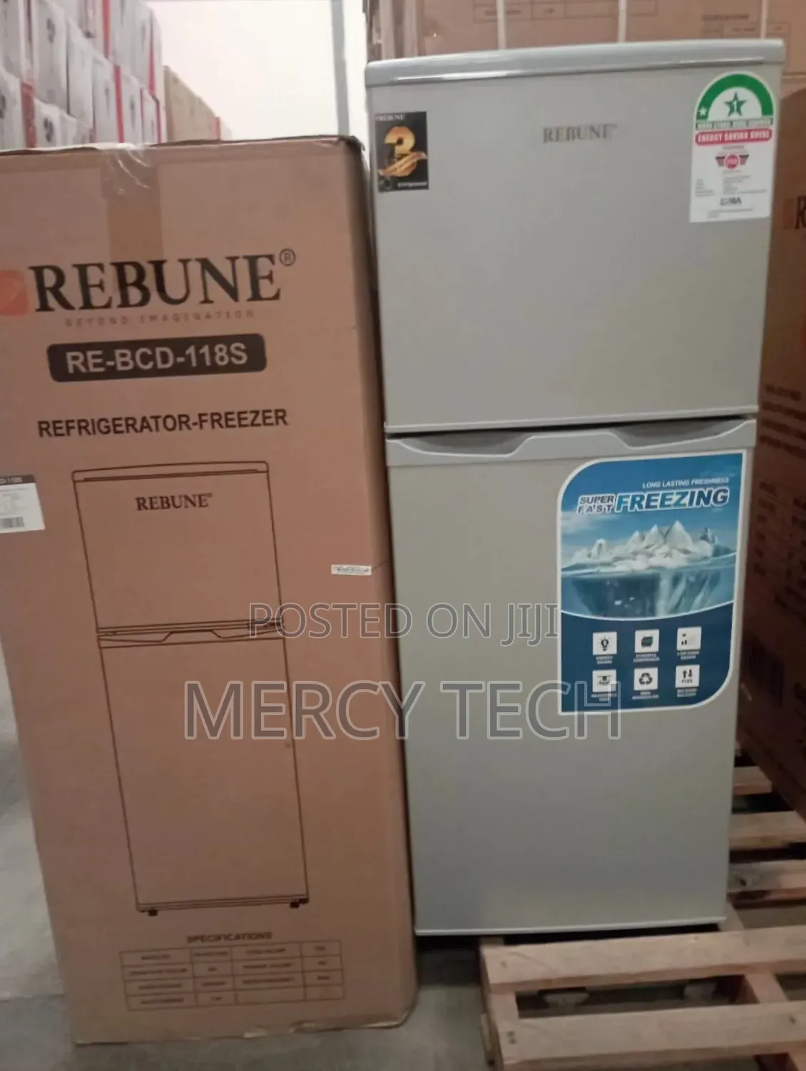 Rebune Re-BCD-118s 118l Double Door Fridge Freezer
