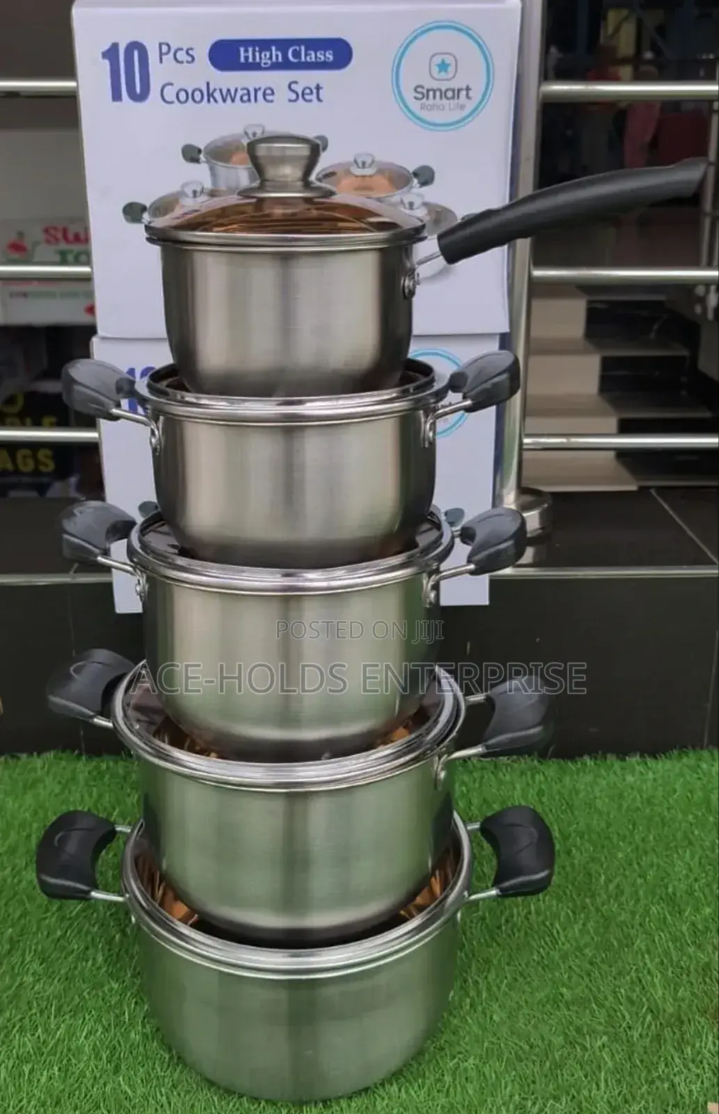 10 PCS Jp Stainless Cookware - Glass Lids (Sufuria)
