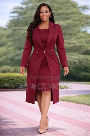 Elegant Long Coat and Dress. Ladies Office Suits