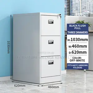 3-Drawer White Office Document Steel Cabinet
