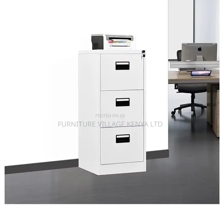 3-Drawer White Office Document Steel Cabinet