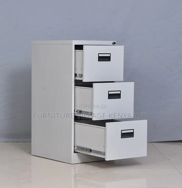 3-Drawer White Office Document Steel Cabinet