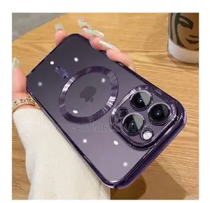 Magnetic Clear Case for iPhone 14 Pro Max - Purple