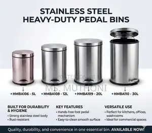 Stainless Steel Pedal Bins Available in Various Capacities