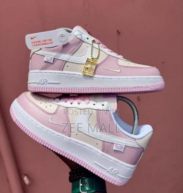 Womens Nike Air Force 1 - Pink/White - thumbnail 2