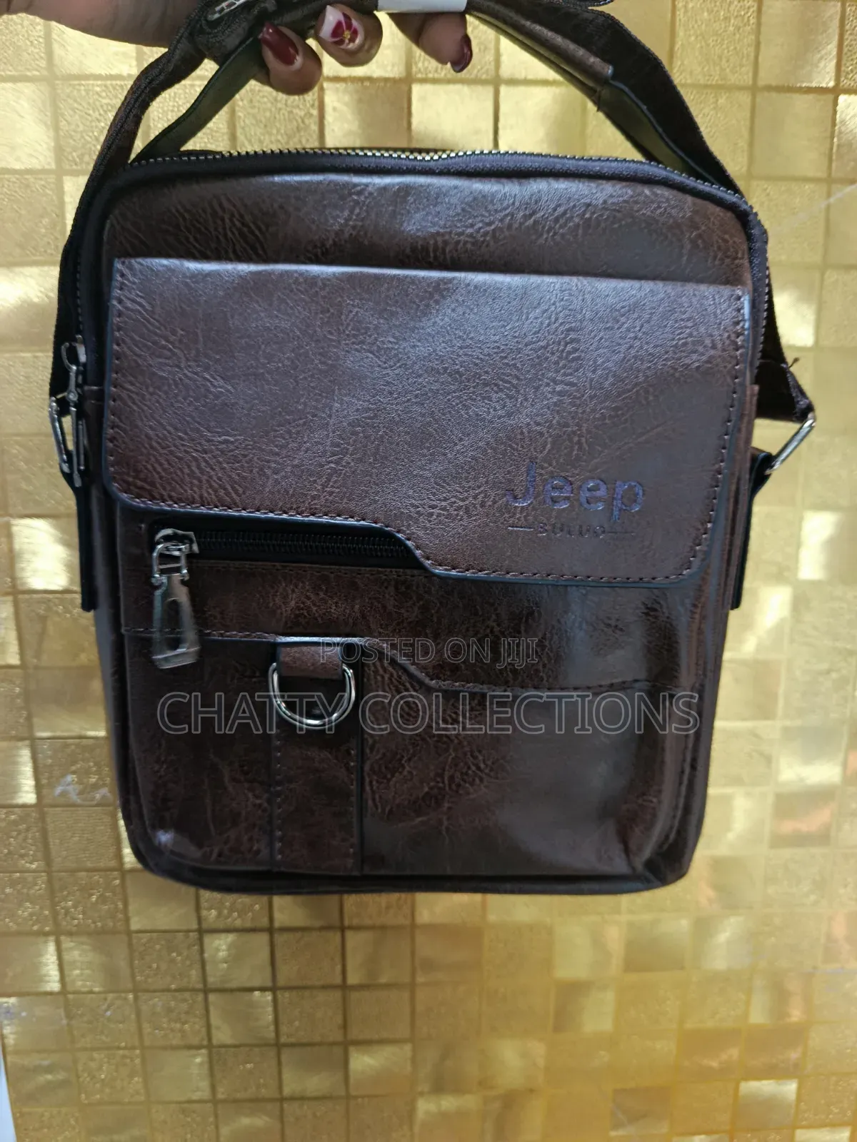 Dark Brown /Coffee Brown Leather Jeep Boluo Men Shoulder Bags