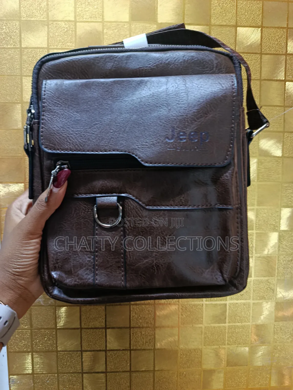 Dark Brown /Coffee Brown Leather Jeep Boluo Men Shoulder Bags