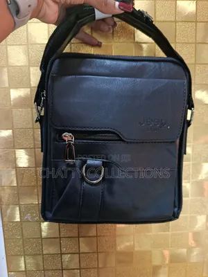 Black Leather Jeep Boluo Men Shoulder Bags
