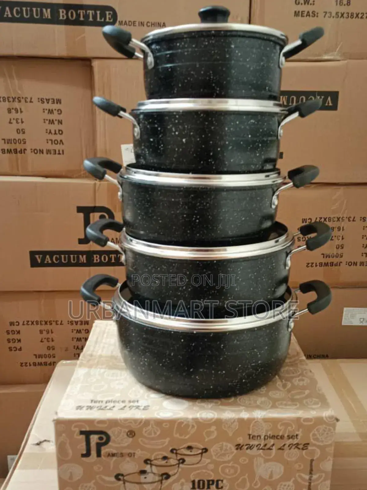 James Pot 10pcs Black Non-Stick Cookware Set