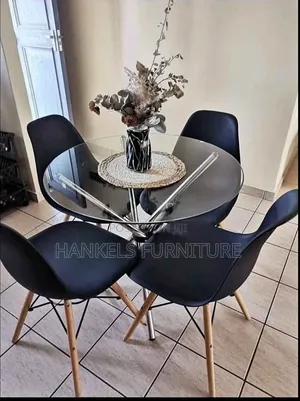 4 Seater Glass Top Dining Set – Modern Family Dining Solution