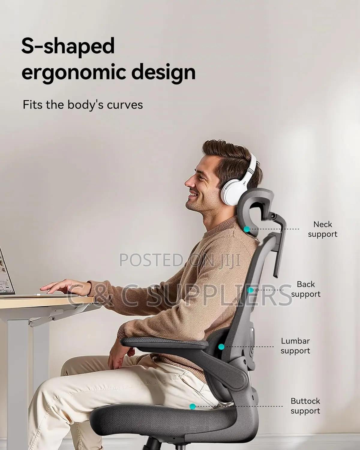 Ergonomic Office Chair With Flip-Up Armrest