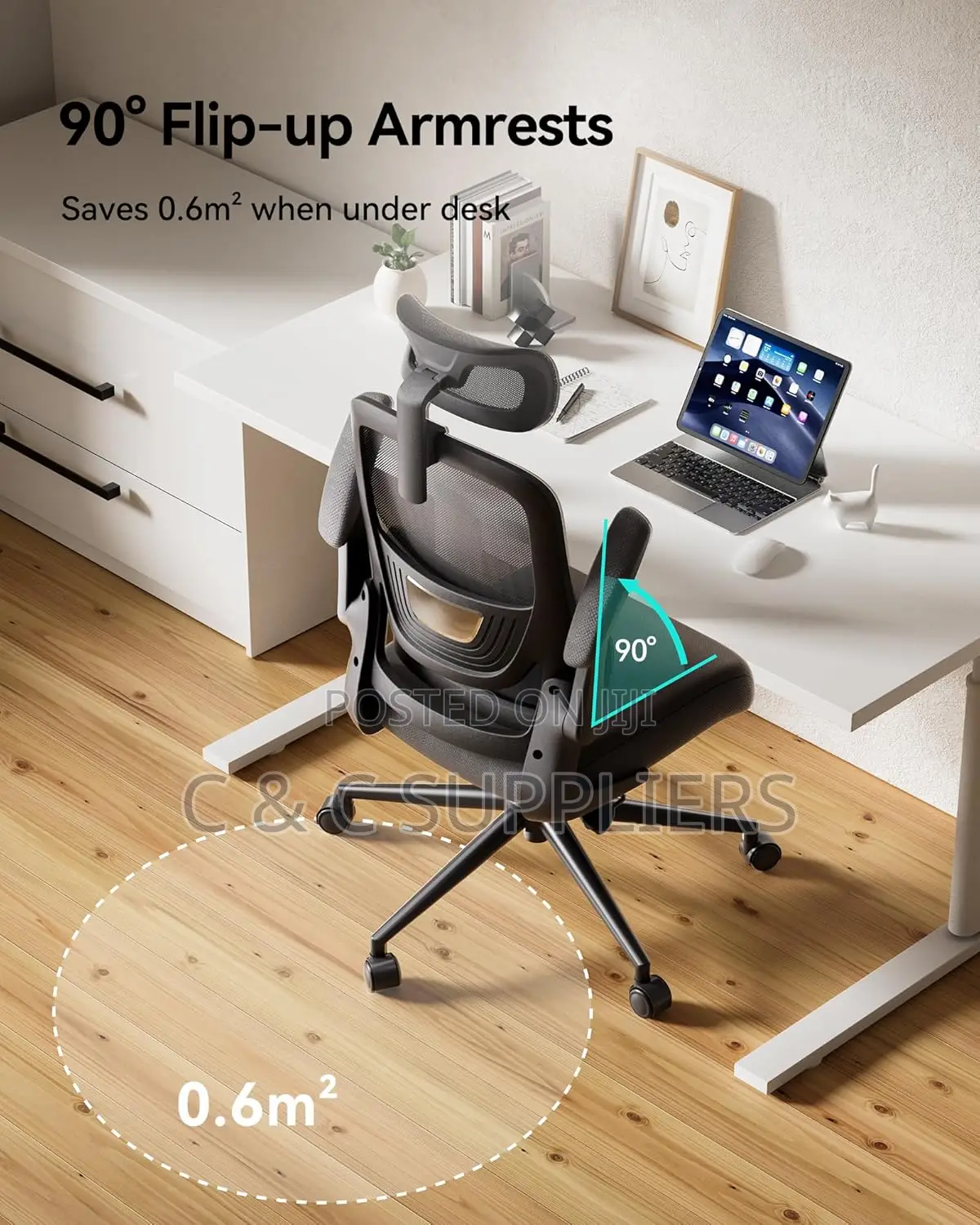 Ergonomic Office Chair With Flip-Up Armrest