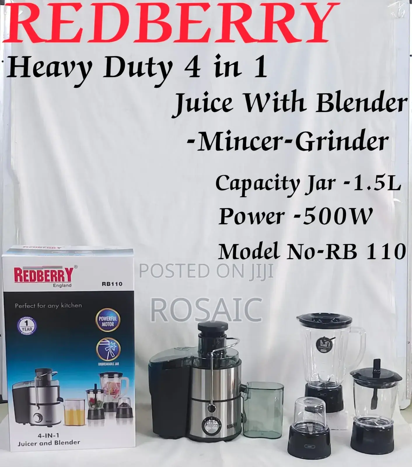 Primdale 4in1 Food Processor Juicer,Blender, Grinder and Chopper