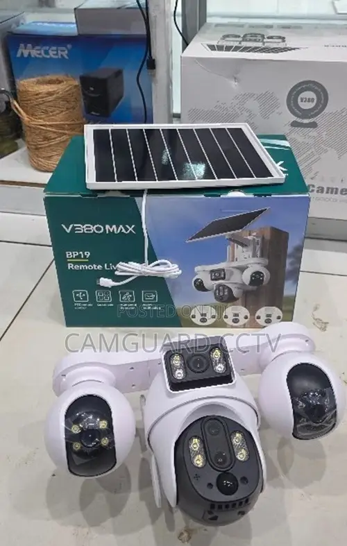V380 Pro 4 Lens Solar Security Camera With Dual PTZ Monitoring