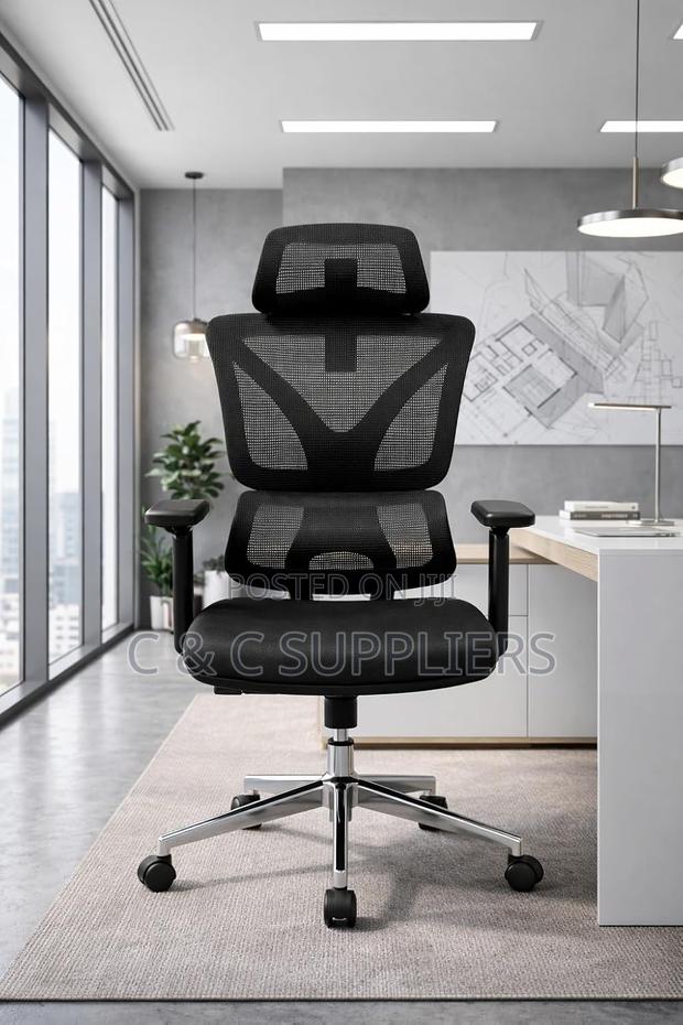 Height Adjustable High Back Mesh Computer Chair With Lumbar Support