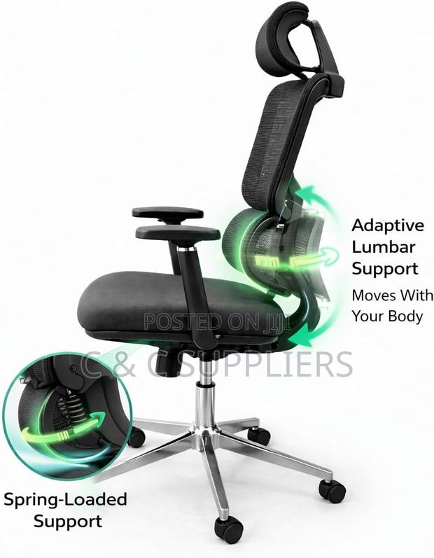 Height Adjustable High Back Mesh Computer Chair With Lumbar Support - thumbnail 5