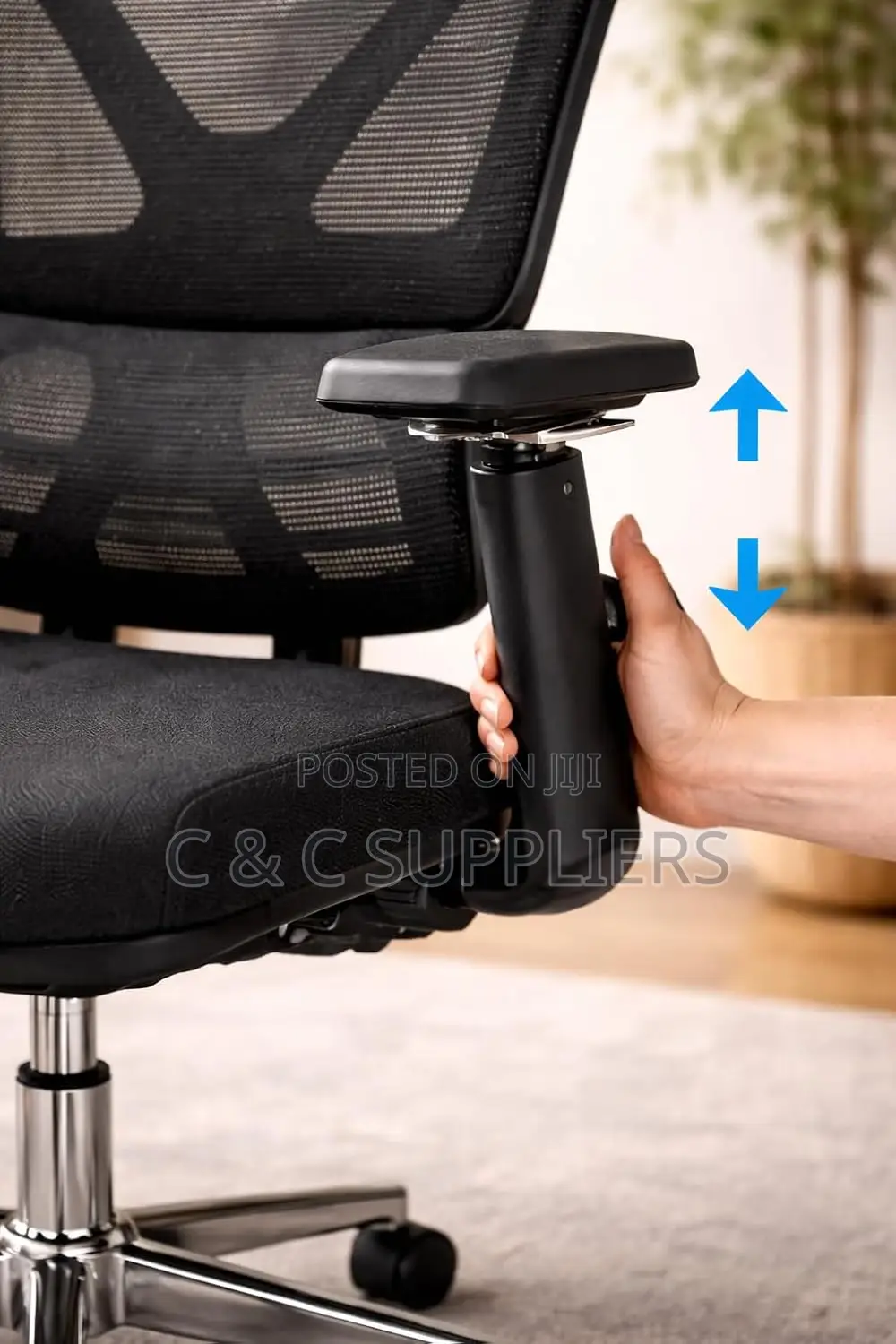 Height Adjustable High Back Mesh Computer Chair With Lumbar Support