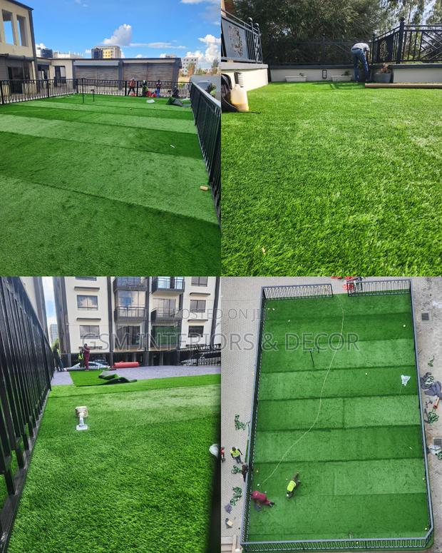 Artificial Green Grass Carpets Post Installation at Syokimau - main view