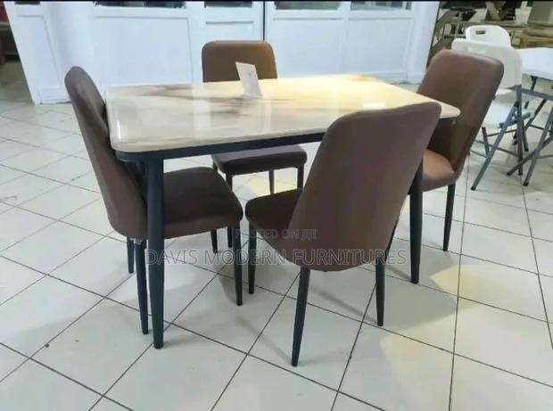 4-Seater Dinning Set With Glass Top Table