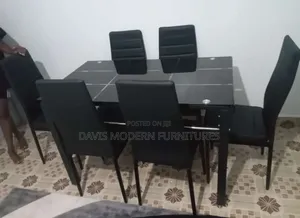 Dinning Set With Rectangular High -Gloss Marble -Effect Table Top