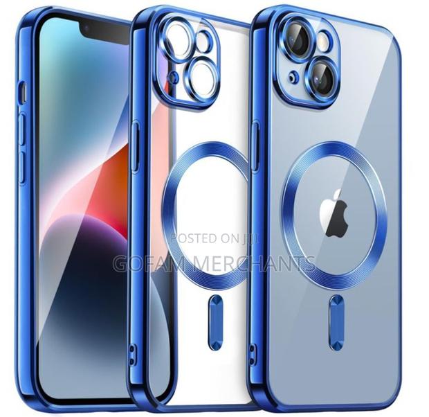 Blue Magsafe Case With Camera Lens Protector for iPhone 14